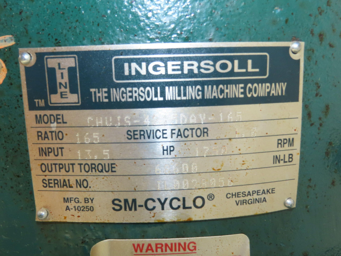 Sumitomo CHVJS IR SM-Cyclo Inline Gear Reducer 165:1 Ratio 10 RPM 68600In-Lb