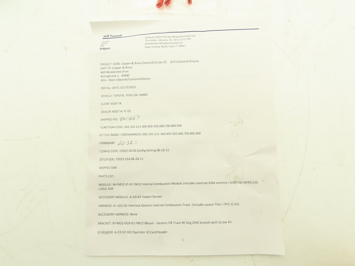 Speedshield Forklift FleetOnline Wireless Asset Tracking system Kit