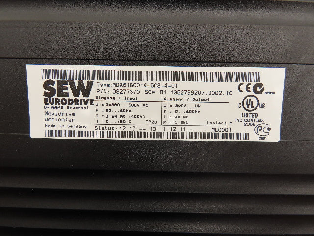 SEW-EuroDrive MDX61B0014-5A3-4-0T Movidrive Compact Servo Drive Inverter 1.4kVA