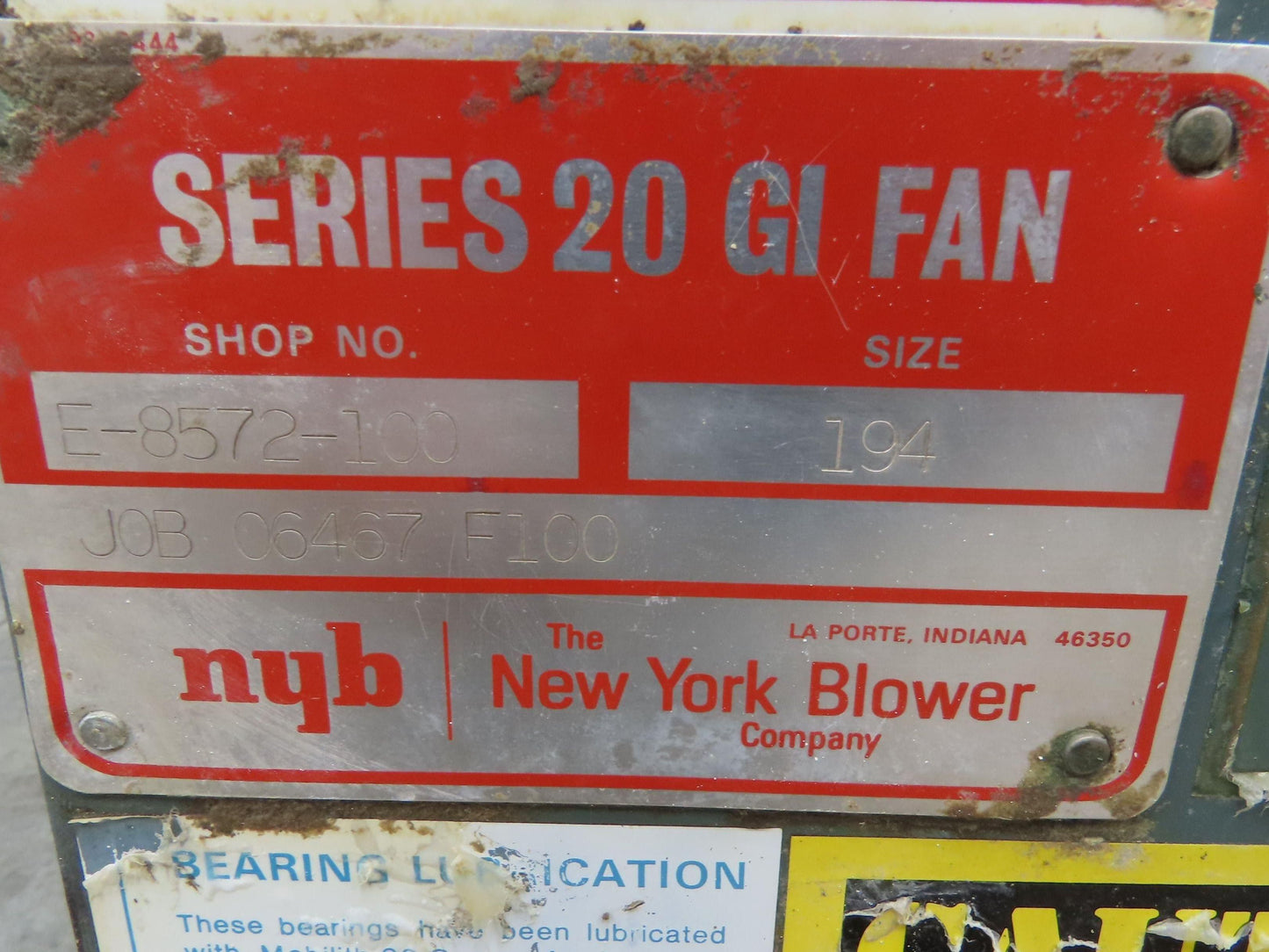 New York Size 194 Blower 20" Centrifugal Fan Aluminum Wheel 11" In 10x10" Out