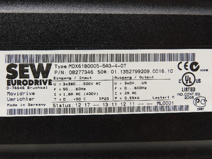 SEW-EuroDrive MDX61B0005-5A3-4-0T Movidrive Compact Servo Drive Inverter 500VA