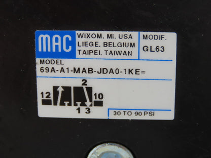 Mac 69A-A1-MAB-JDA0-1KE Pneumatic Air Piloted Valve Normally Open 30-90PSI 24V