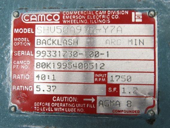 Camco 900P4H72-270 Rotary Index Drive 4 Stops 2" Output 40:1 Gear Reducer 5Hp