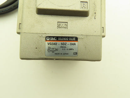 SMC VO307-5DZ | VG342-5DZ-04A 3 Port Pilot Solenoid Valve 24vDC Coil 1/2" NPT