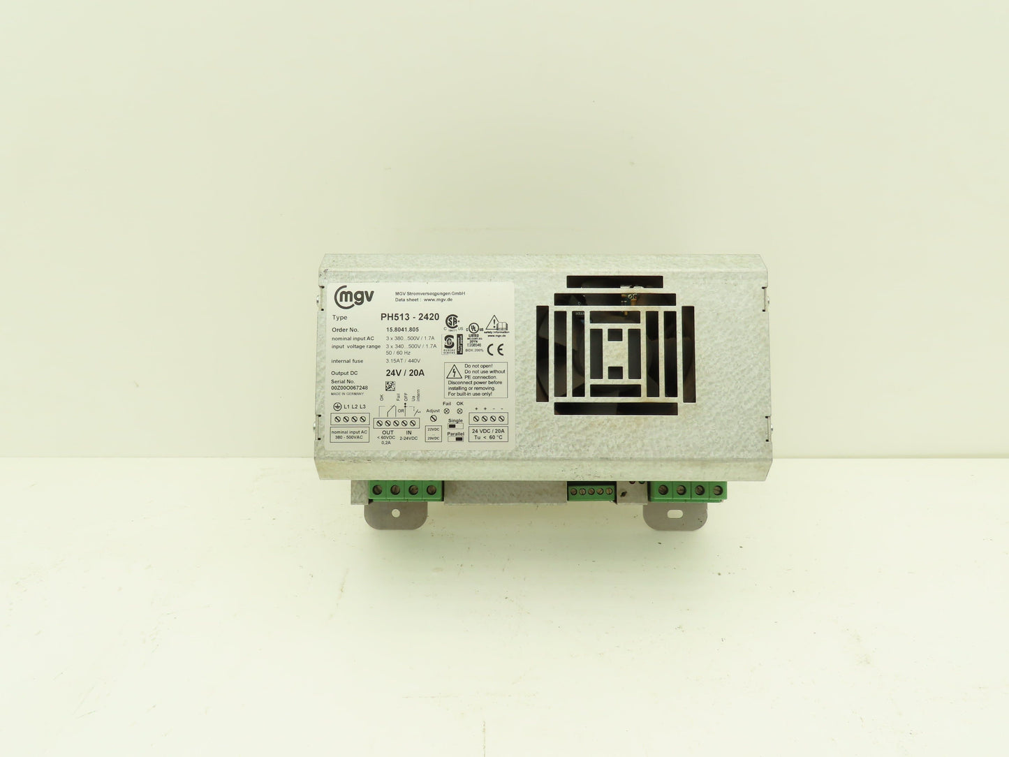 MGV PH513-2420 Power Supply 3Ph 380-500v In 24vDC 20A Out
