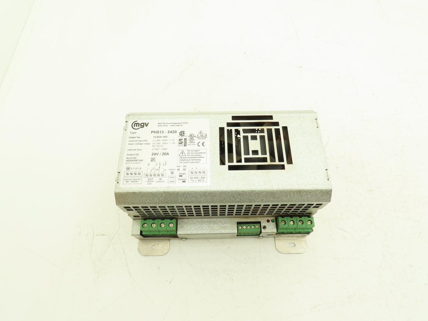 MGV PH513-2420 Power Supply 3Ph 380-500v In 24vDC 20A Out