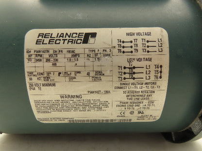 Reliance Electric P56H1427H AC Motor 1/3Hp 3450rpm 208-230, 460v 3ph FB56C TE