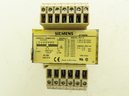Siemens 4AM3441-8AB40-0C SIDAC-T Transformer 220-550v Pri 24/48v Sec 160VA