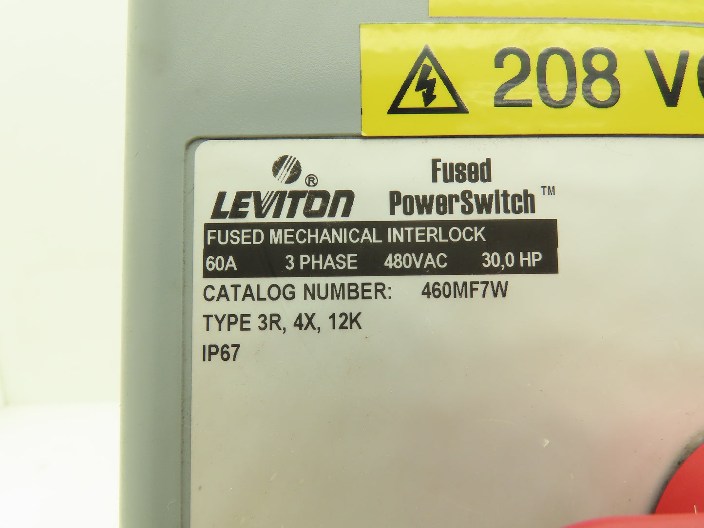 Leviton 460MF7W Fused Mechanical Disconnect 480V 3PH 60A Type 3R, 4X, 12K, IP67