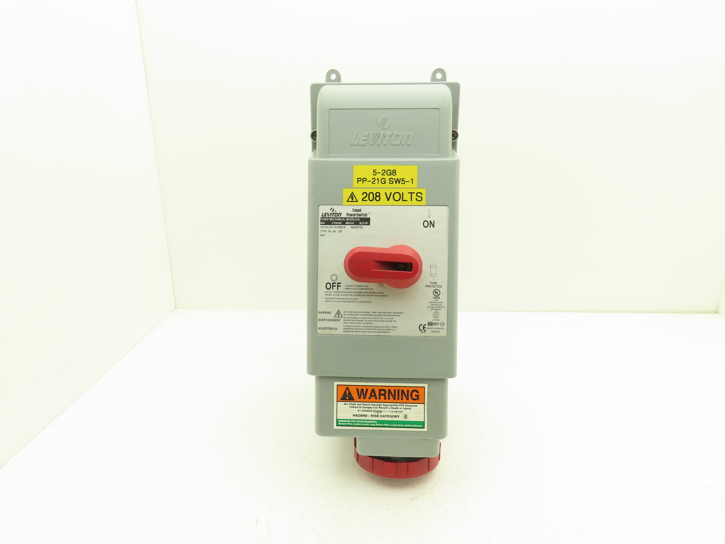 Leviton 460MF7W Fused Mechanical Disconnect 480V 3PH 60A Type 3R, 4X, 12K, IP67