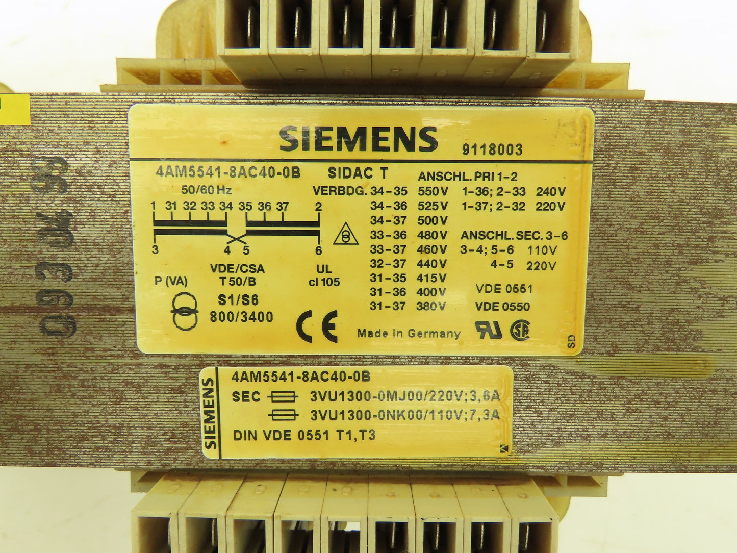 Siemens 4AM5541-8AC40-0B SIDAC-T Transformer 220-550v Pri 110/220v Sec Lot of 2
