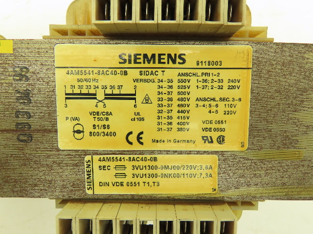 Siemens 4AM5541-8AC40-0B SIDAC-T Transformer 220-550v Pri 110/220v Sec Lot of 2