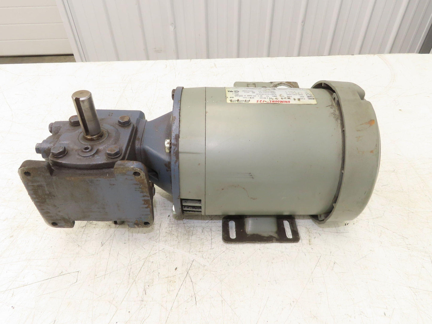 US Motors F008A Unimount 125 Gearmotor 10:1 Reducer .5Hp 230/460V 56C Dual Shaft