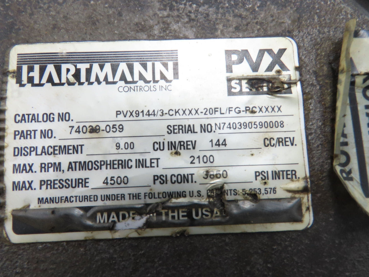 Hartmann PVX9144/3-CKXXX-20FL/FG-PCXXXX Hydraulic Piston Pump 70gpm 4500psi