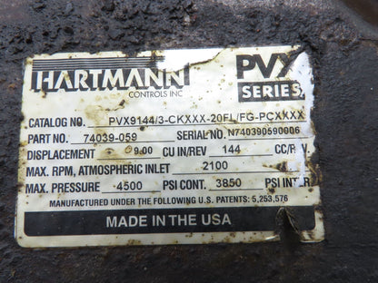 Hartmann PVX9144/3-CKXXX-20FL/FG-PCXXXX Hydraulic Piston Pump 70gpm 4500psi