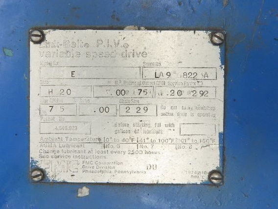 Link-Belt PIV 200 Variable Speed Chain Gear Drive Gearbox 6:1 Reducer H206