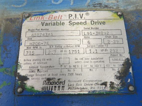 Link-Belt PIV 200 Variable Speed Chain Gear Drive Gearbox 6:1 Reducer H206-76