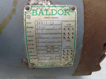 Baldor 36B15-93 AC Motor 1.5Hp 1725rpm 220/440 184C