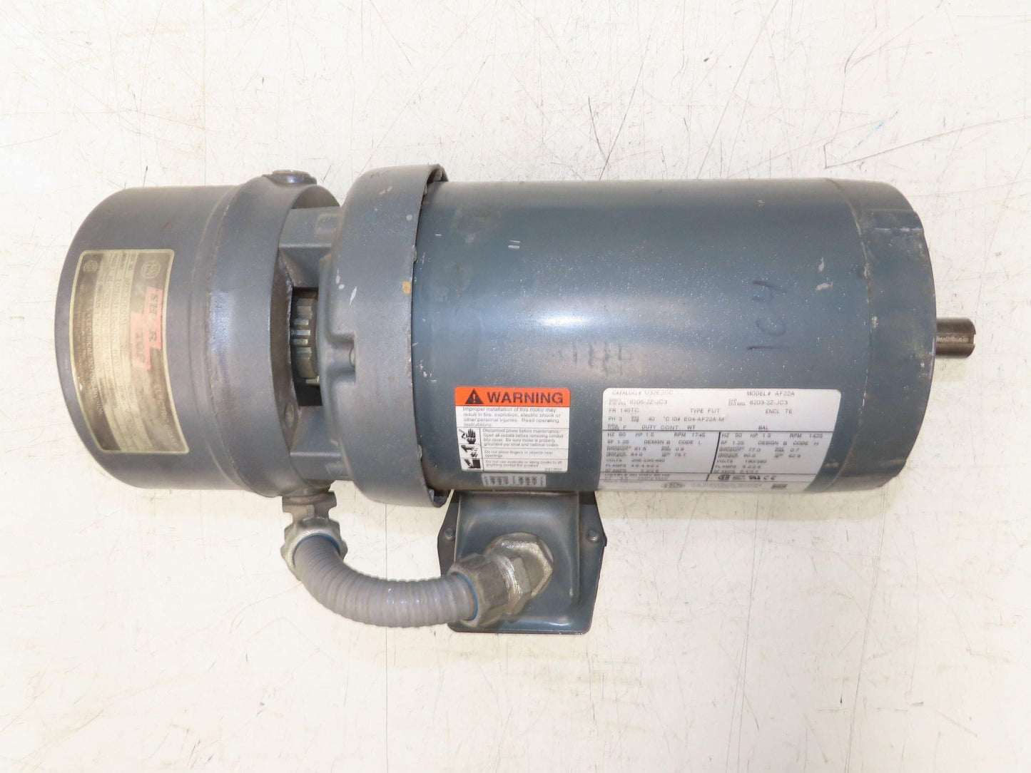US Motors U32E2DC Brake Motor 1.5Hp 1745rpm 230/460V 3PH 145TC Shur-Stop Brake