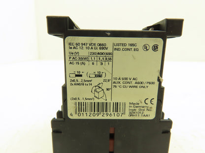 Siemens 3RH1140-2BB40 Auxiliary Contactor Size S00 4NO 600vAC 10A Lot Of 11
