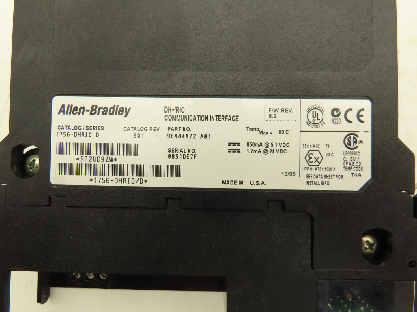 Allen Bradley 1756-DHRIO ControlLogix DH+RIO Communication Interface *No Door