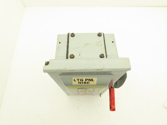 Siemens HFC361R Safety Disconnect Switch 30A Fusible 600V 3ph Up to 7-1/2Hp