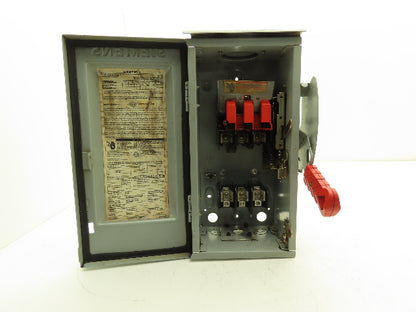 Siemens HFC361R Safety Disconnect Switch 30A Fusible 600V 3ph Up to 7-1/2Hp
