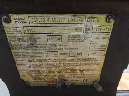 Hyster Forklift Class 3 SideShift Attachment 20" x 38.5" Wide 9900lbs 4500kg