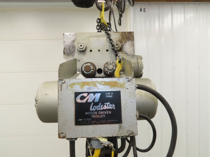 CM Lodestar R 2 Ton Electric Chain Hoist 8 Fpm 14' Lift 635 Power Trolley 3PH