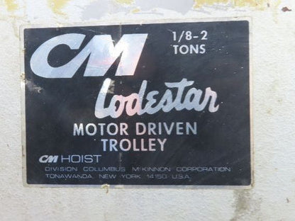CM Lodestar R 2 Ton Electric Chain Hoist 8 Fpm 14' Lift 635 Power Trolley 3PH