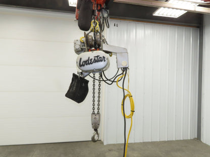 CM Lodestar R 2 Ton Electric Chain Hoist 8 Fpm 14' Lift 635 Power Trolley 3PH