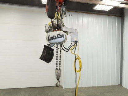 CM Lodestar R 2 Ton Electric Chain Hoist 8 Fpm 14' Lift 635 Power Trolley 3PH