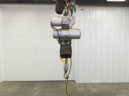 CM Lodestar R 2 Ton Electric Chain Hoist 8 Fpm 14' Lift 635 Power Trolley 3PH
