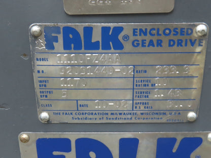 Falk 1110FZ4AA Inline Gearbox Speed Reducer Gear Drive 233:1 Ratio 5RPM Backstop