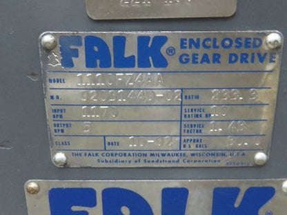 Falk 1110FZ4AA Inline Gearbox Speed Reducer Gear Drive 233:1 Ratio 5RPM Backstop