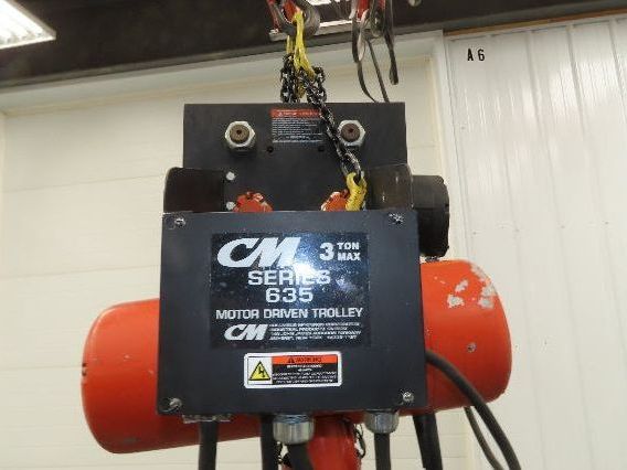 CM Lodestar RRT2 3 ton Electric Chain Hoist 11/3.3 FPM 12' L 635 Power Trolley
