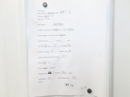 CM Lodestar RRT2 3 ton Electric Chain Hoist 11/3.3 FPM 12' L 635 Power Trolley