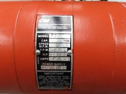 CM Lodestar RT2 3 Ton Electric Chain Hoist 5/1.75 FPM 2 Speed 12' Lift Tolley