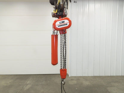 CM Lodestar RT2 3 Ton Electric Chain Hoist 5/1.75 FPM 2 Speed 12' Lift Tolley