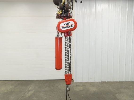 CM Lodestar RT2 3 Ton Electric Chain Hoist 5/1.75 FPM 2 Speed 12' Lift Tolley