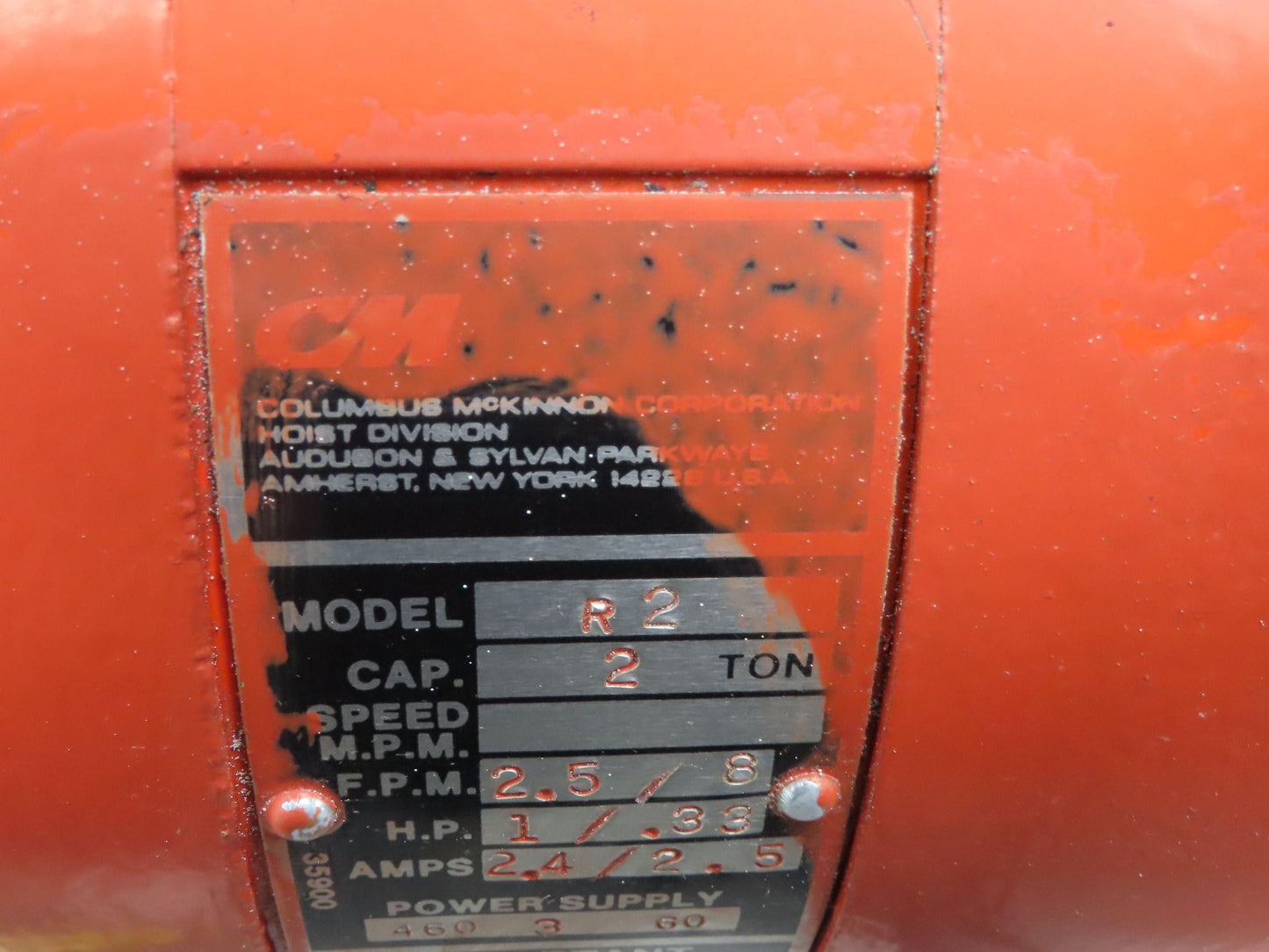 CM Lodestar R2 2 Ton Electric Chain Hoist 2Speed 9'Lift 635 Motor Driven Trolley