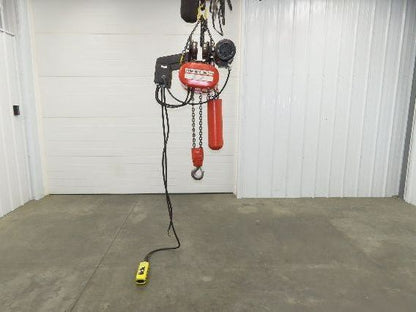 CM Lodestar R2 2 Ton Electric Chain Hoist 2Speed 9'Lift 635 Motor Driven Trolley