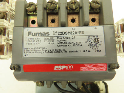 Furnas 22DS+32A*E6 Reversing Motor Starter 230VAC/575VAC 7.5Hp/10Hp