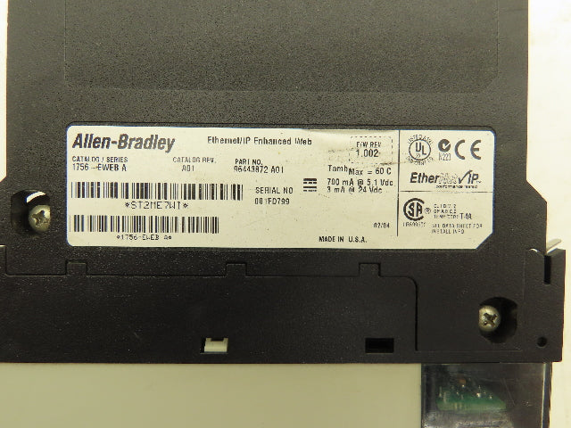 Allen Bradley 1756-EWEB Ethernet Bridge Enhanced Web Module Ser A F/W 1.002