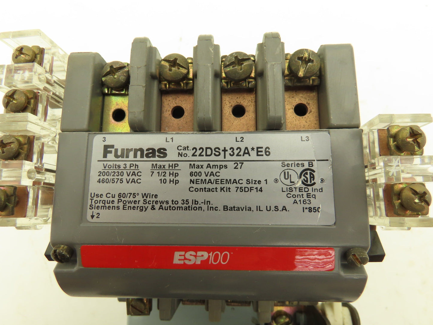 Furnas 22DS+32A*E6 Reversing Motor Starter 230VAC/575VAC 7.5Hp/10Hp