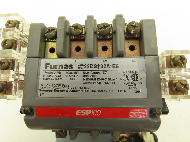 Furnas 22DS+32A*E6 Reversing Motor Starter 230VAC/575VAC 7.5Hp/10Hp