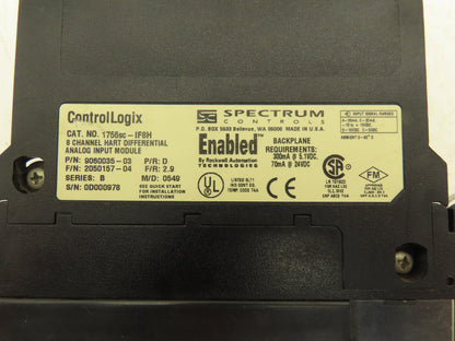 Spectrum Controls 1756sc-IF8H ControlLogix Hart Differential Analog Input Ser B