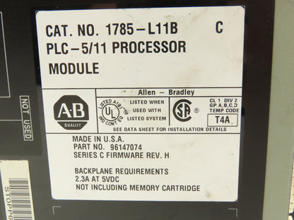 Allen Bradley 1785-L11B PLC-5/11 Processor CPU Module With Key Lot of 2