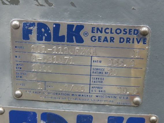 Falk 201-1120FZ4A Inline Gearbox Gear Drive 355.3 Reducer 5 RPM Output
