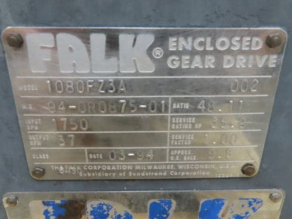 Falk 1080FZ3A Inline Gearbox 48.11 Speed Reducer 35.9Hp 37 RPM Output
